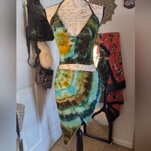 Tie-Dye Halter Top and Skirt Set